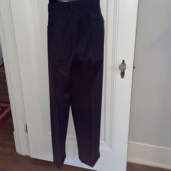 Dockers black polyester/wool/spandex pleat front cuff hem dress pants - Picture 4 of 7